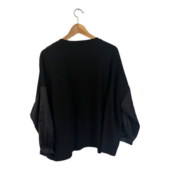 Lili Sidonio Molly Bracken Ruffle Shirt Long Sleeves Size Large L Black Cotton - Picture 2 of 4